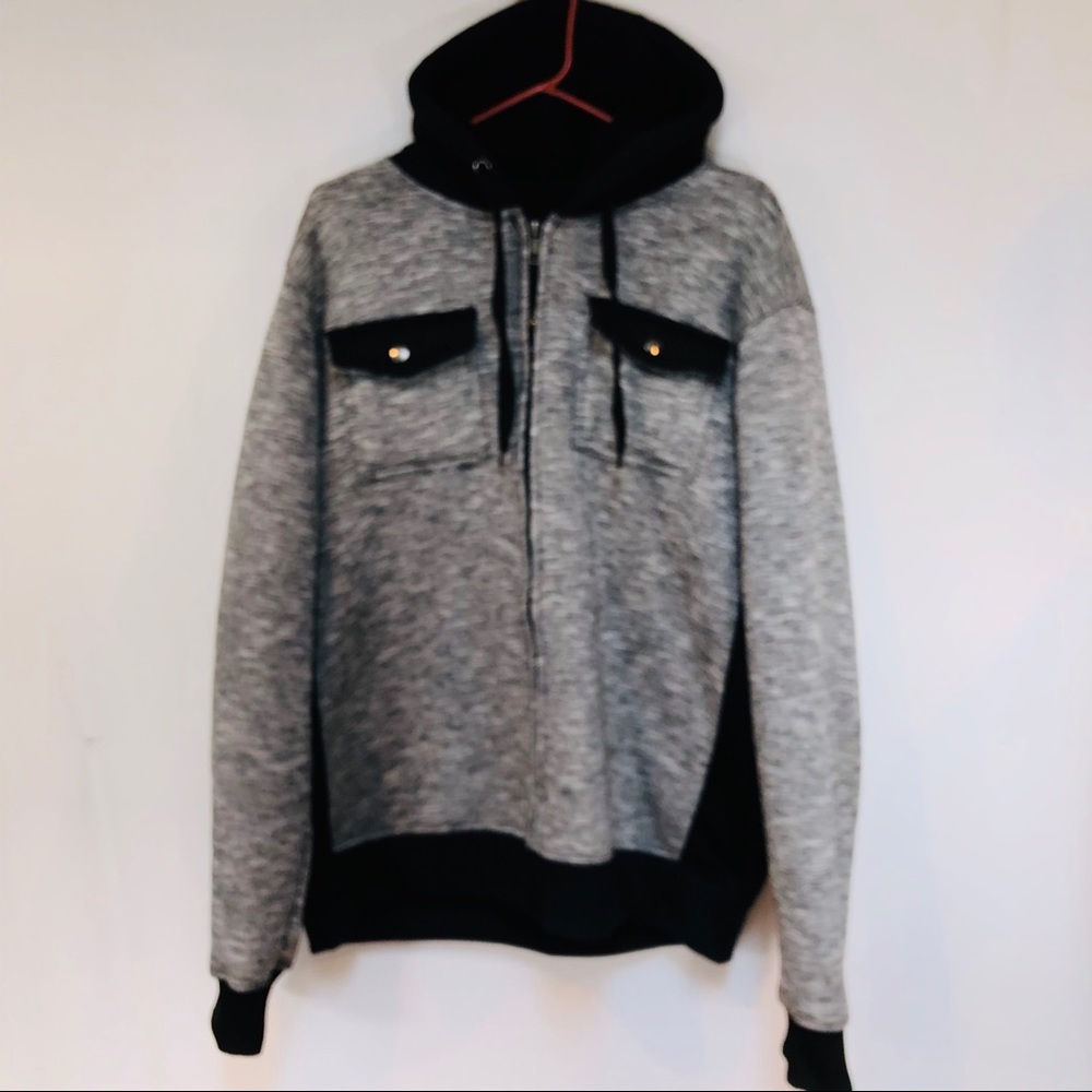 Rerun Men’s Hooded Jacket Sz XL Sherpa Lined Gray